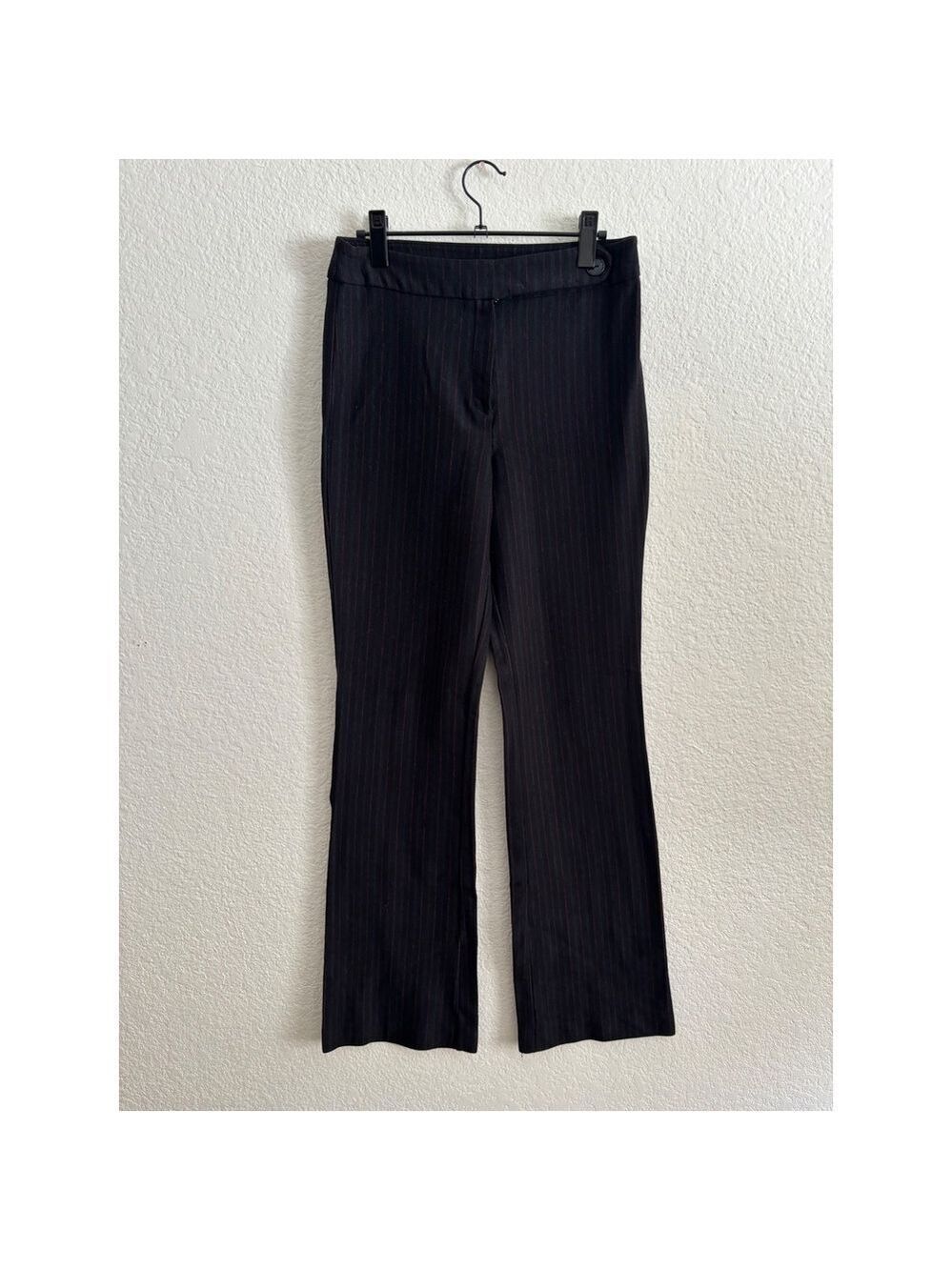 New York & Company Dress Pants Womens Medium Tall Black Red Pinstripe Stretch